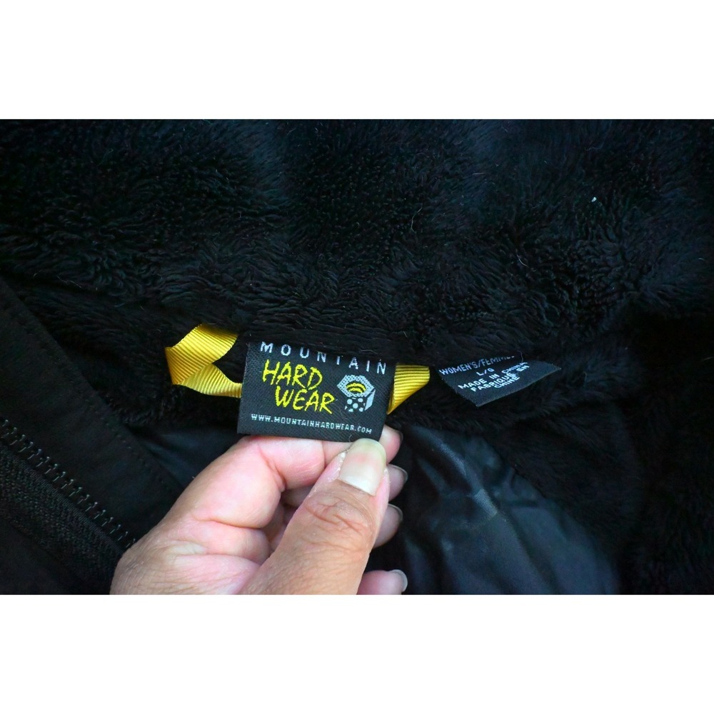 Mountain Hardwear Womens L Black Softshell Jacket Hooded Fleece Lined Sleek - Picture 12 of 16